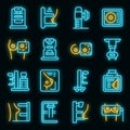 Mammography machine icons set vector neon Royalty Free Stock Photo