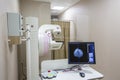 Mammography test at the hospital. Medical equipment. Mammography breast screening device in hospital laboratory. Health care,