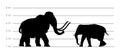 Mammoth against Elephant male vector silhouette illustration isolated on white. Royalty Free Stock Photo