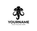 Mammoth animal, head, face or muzzle with tusks, logo design. Wildlife, nature, wild, prehistoric, fossil and ancient animal, vect