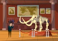 Mammoth bones exhibition flat vector illustration