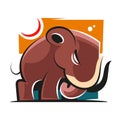 mammoth elephant logo vector icon illustration. mammoth ancient animal line logo mascot Royalty Free Stock Photo