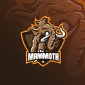 Mammoth elephant mascot logo design vector with modern illustration concept style for badge, emblem and tshirt printing. mammoth