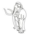 Mammoth Elephant Walking Front View Continuous Line Drawing