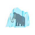 Mammoth frozen in ice. Prehistoric beast. Archaeological find an