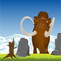 Mammoth on glade.Prehistorical animal mammoth on green glade