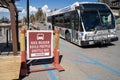Reds Meadow and Devils Postpile shuttle bus boarding area takes tourists and hikers to