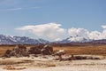 Wild Willy's Hot Springs with view of Easter Sierra Mountains on sunny day