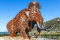 Mammoth monument from metal in Magadan