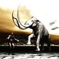Mammoth with prehistoric man Royalty Free Stock Photo