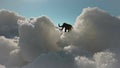 Figurine of a mammoth on a background of snow. Mammoth stands in permafrost.