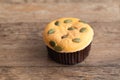 Mamon cake or cupcake on wooden desk background Royalty Free Stock Photo