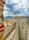 Mamure Castle, medieval castle crenellations,embrasures,parapet and merlons Royalty Free Stock Photo