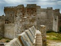 Mamure Castle, medieval castle crenellations,embrasures,parapet and merlons Royalty Free Stock Photo