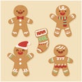 Cute Merry Christmas gingerbread man cookies collection Royalty Free Stock Photo