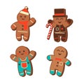 Cute Merry Christmas gingerbread man cookies collection Royalty Free Stock Photo