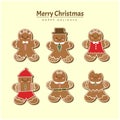 Cute Merry Christmas gingerbread man cookies collection Royalty Free Stock Photo