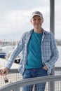 Man on an observation deck at Saimaa lake in Lappeenranta Royalty Free Stock Photo