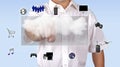 Man Accessing Media Content Through Cloud Computing Royalty Free Stock Photo