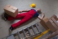Man after accident on a ladder Royalty Free Stock Photo