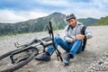 Man After Accident On Mountain Bike Royalty Free Stock Photo