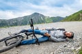 Man After Accident On Mountain Bike Royalty Free Stock Photo