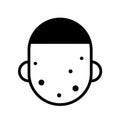 Man with acne or chicken pox, minimal black and white outline icon. Flat vector illustration. Isolated on white.