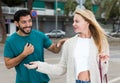 Man is acquaintancing with young woman