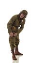 Man actor in military uniform of American tankman of World War II