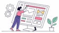 Man Adjusting Digital Interface, UI UX Optimization, vector design Generative AI Royalty Free Stock Photo