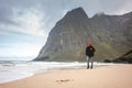 Traveling alone by the ocean sand heathy lifestyle active vacations Royalty Free Stock Photo