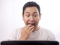 Man Afraid When Looking at Laptop Royalty Free Stock Photo