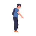 Man Aggressor Pointing Finger Abusing and Insulting Weak Vector Illustration