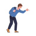 Man Aggressor Pointing Finger Abusing and Insulting Weak Vector Illustration