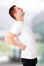 Man in agony with back pain Royalty Free Stock Photo