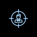 man in aim line icon in neon style. One of Headhunting, HR collection icon can be used for UI, UX