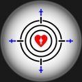 Man aiming girl heart target concept Royalty Free Stock Photo