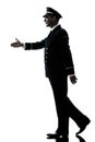 Man air pilot uniform silhouette walking handshake Royalty Free Stock Photo
