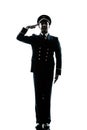 Man in airline pilot uniform silhouette saluting