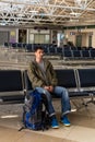 The passenger sits on the seats at the airport Royalty Free Stock Photo