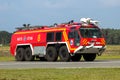 MAN airport crash tender fire truck on the tarmac of Kleine-Brogel Air Base. Belgium - September 13, 2014