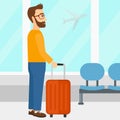 Man at airport with suitcase. Royalty Free Stock Photo