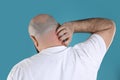 Man with allergy symptoms scratching neck Royalty Free Stock Photo