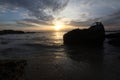 Man alone in the sea lonely feeling sunset time Royalty Free Stock Photo