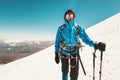 Man alpinist mountain climbing