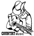 Man in american cowboy hat playing acoustic guitar. Vector country music graphic illustration isolatedon white with text Royalty Free Stock Photo
