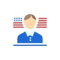 Man, American, Flag  Flat Color Icon. Vector icon banner Template Royalty Free Stock Photo