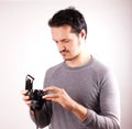 Man with analogic camera