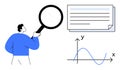 Man Analyzing Data with Magnifying Glass and Graph Royalty Free Stock Photo
