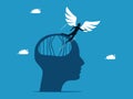 man with angel wings. escape from brain prison